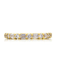Alternating Emerald & Round Diamond Band, 0.82ctw