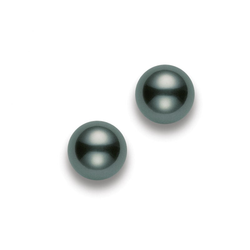 Mikimoto 18k White Gold Black South Sea Pearl 8mm Stud Earrings