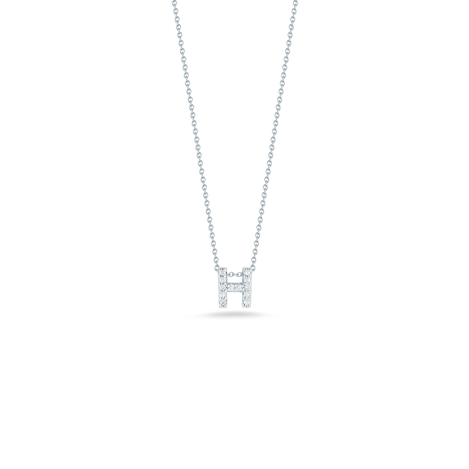 Roberto Coin 18k White Gold Tiny Treasures Diamond Love Letter "H" Necklace