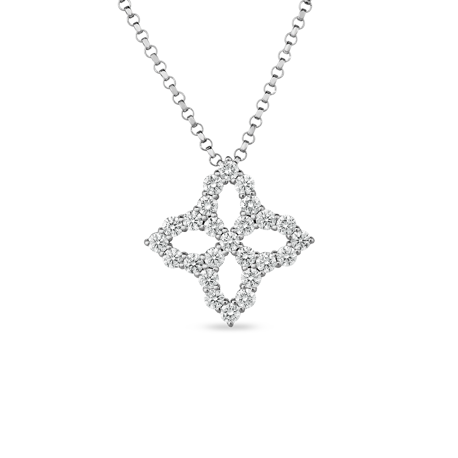 Roberto Coin 18k White Gold Princess Flower Diamond Necklace