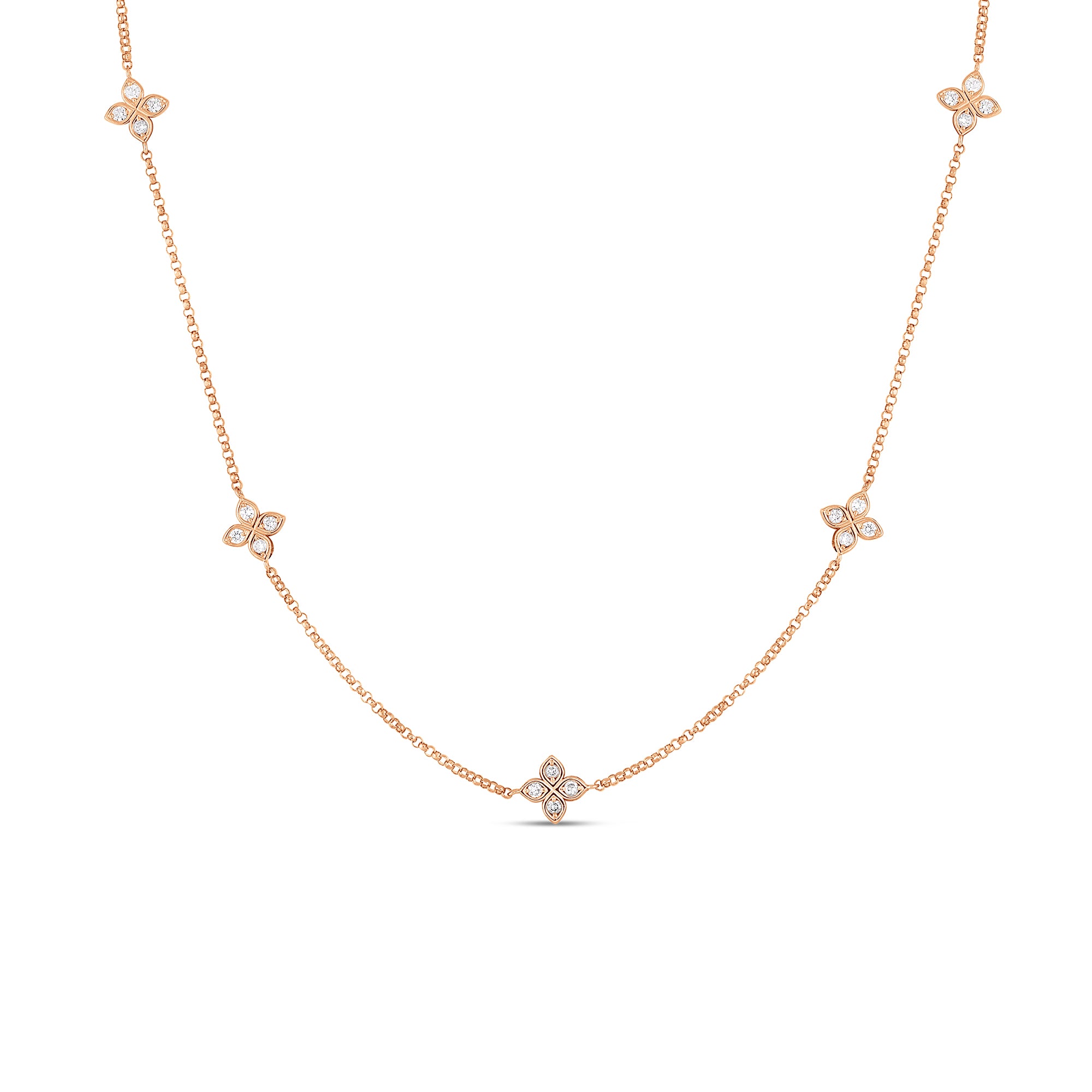 Roberto Coin 18k Rose Gold Diamonds By The Inch Diamond Necklace