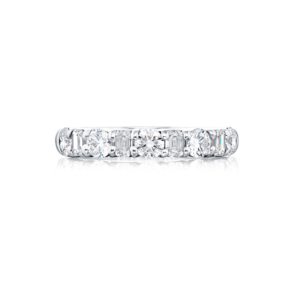 Alternating Emerald Cut &amp; Round Diamond Band, 1.14ctw