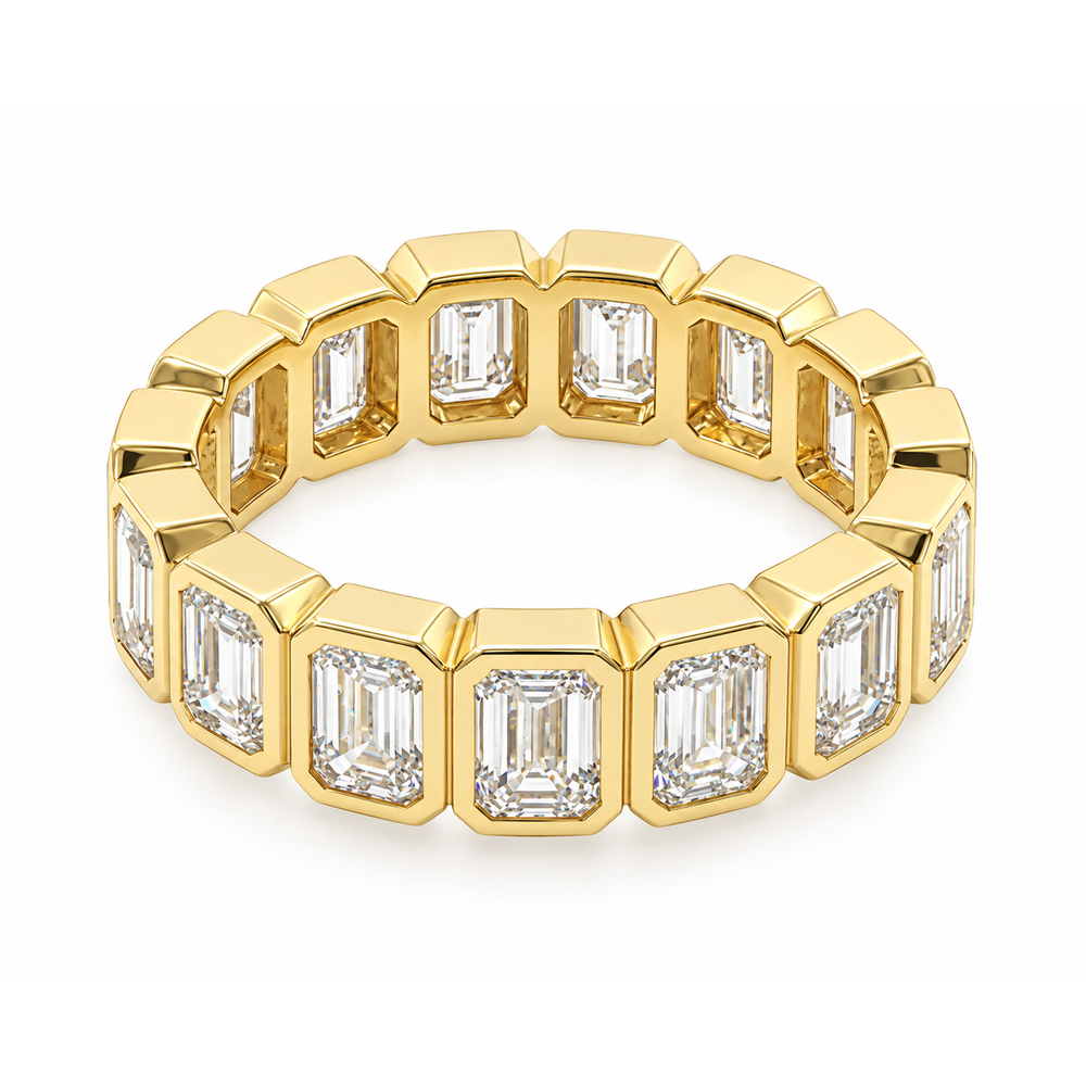 Bezel Set Emerald Cut Diamond Band, 4.99ctw