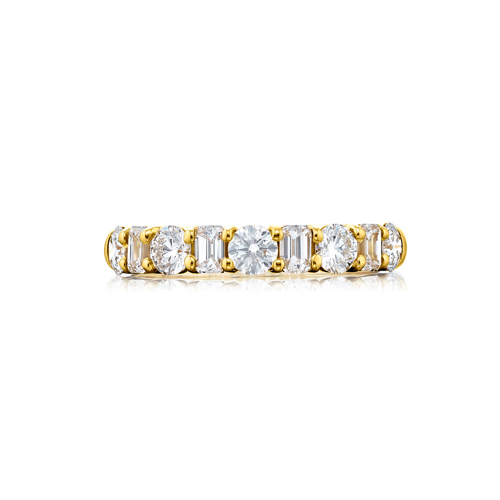 Alternating Emerald &amp; Round Diamond Band, 1.20ctw