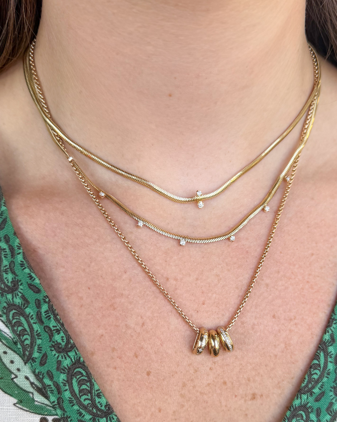 Sliding Bead Diamond Necklace, 0.13ctw