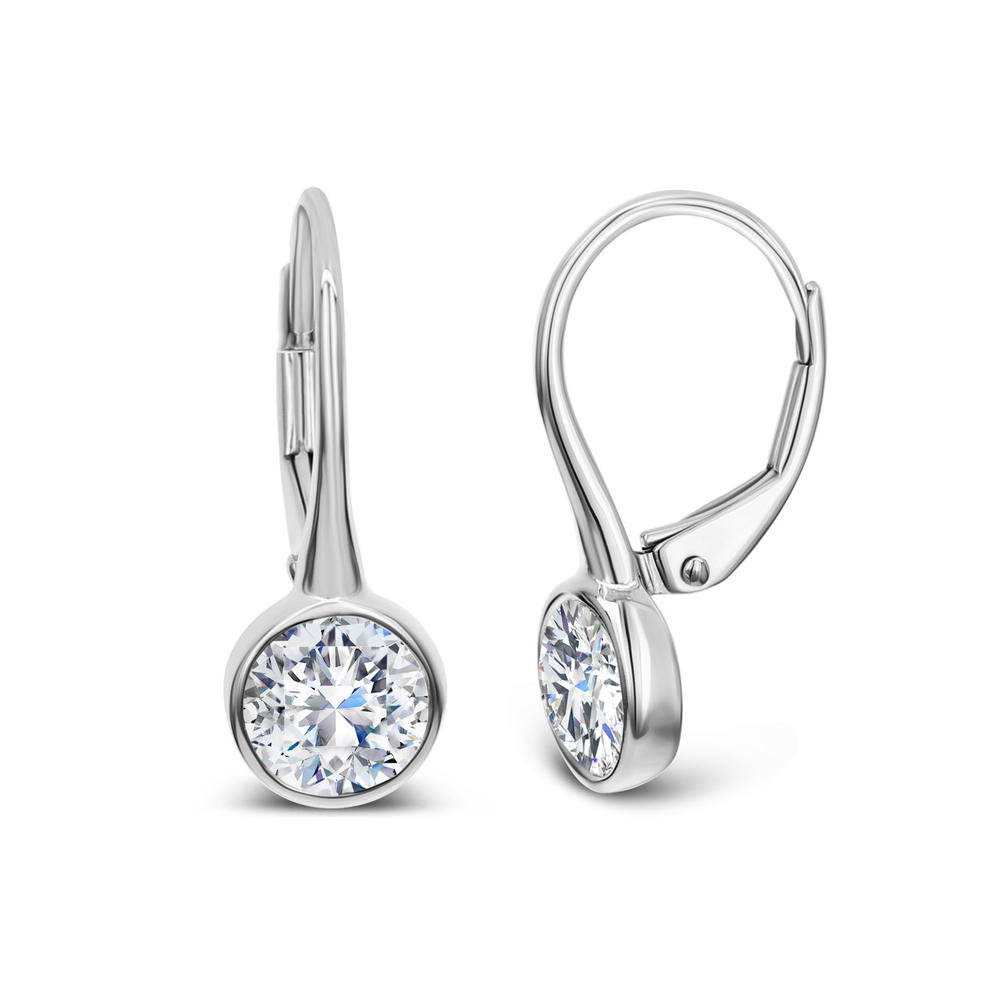 Bezel Set Round Diamond Drop Earrings, 1.40ctw