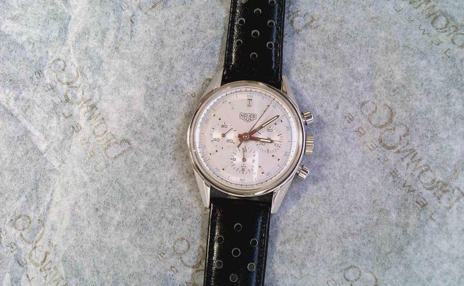 Preowned St 36mm 1964 Heuer Carrera Re-Edition *has Bp*
