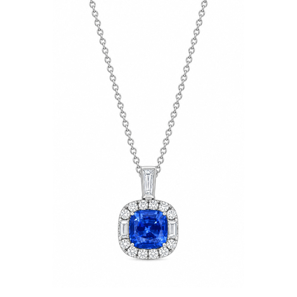 Sapphire &amp; Diamond Pendant Necklace