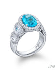 Jb Star Platinum Colored Gemstone & Diamond Ring