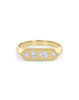 Matte Hexagon Bar Diamond Signet Ring, 0.23ctw