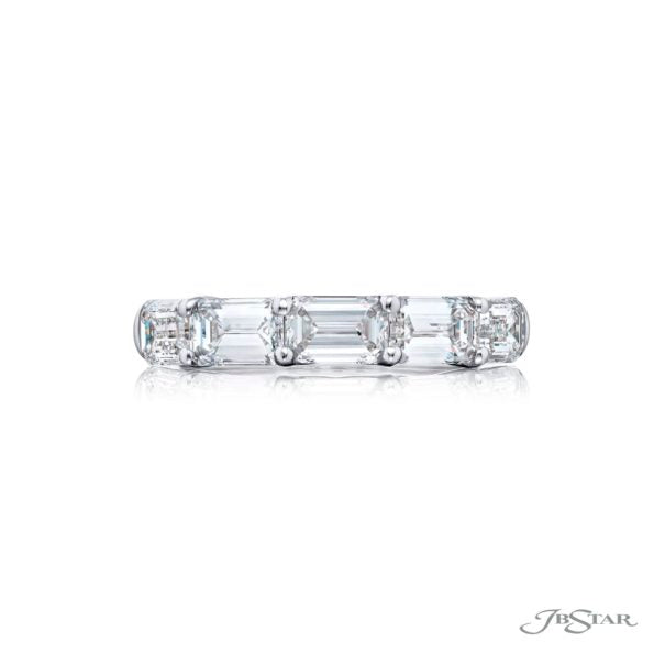 Jb Star Platinum Emerald Cut Diamond Band