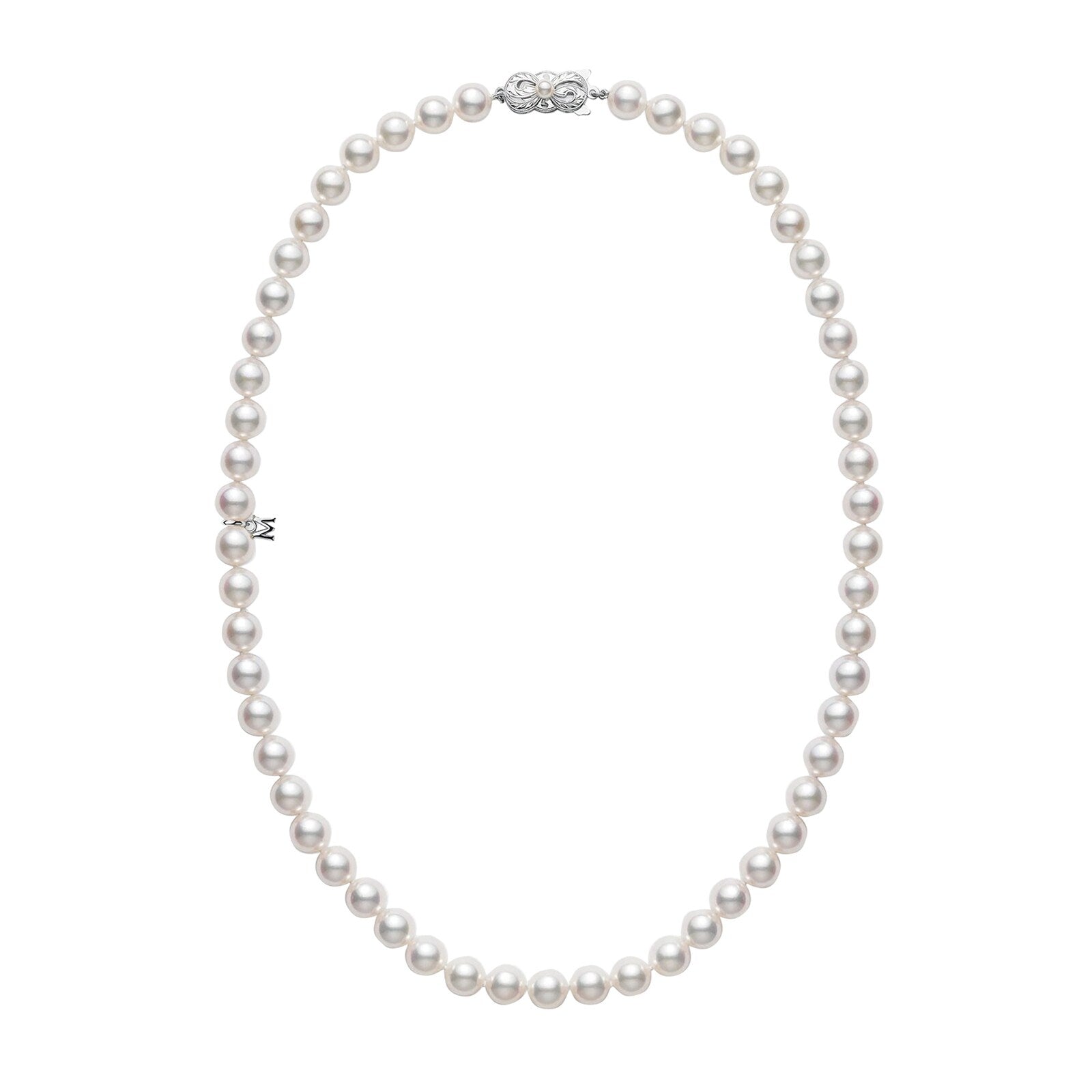 Mikimoto 18k White Gold 7x7.5mm Princess Strand 18&quot; Pearl Necklace