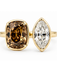 Open Toi Et Moi Brown Diamond & Marquise Diamond Ring