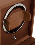 Cognac Single Watch Winder With Cover