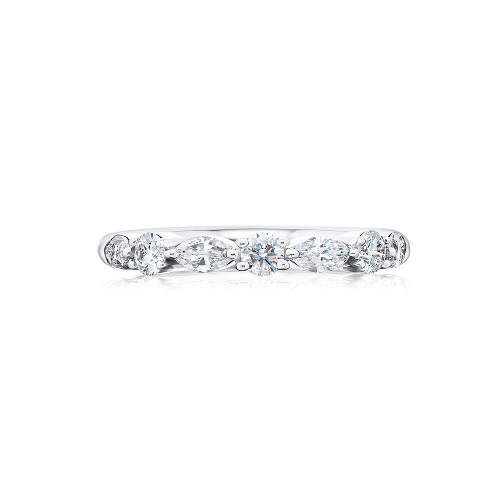 Alternating Marquise &amp; Round Diamond Band, 0.85ctw
