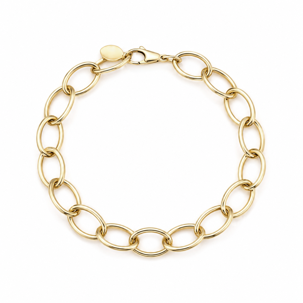 yellow gold bracelet with thin oval links