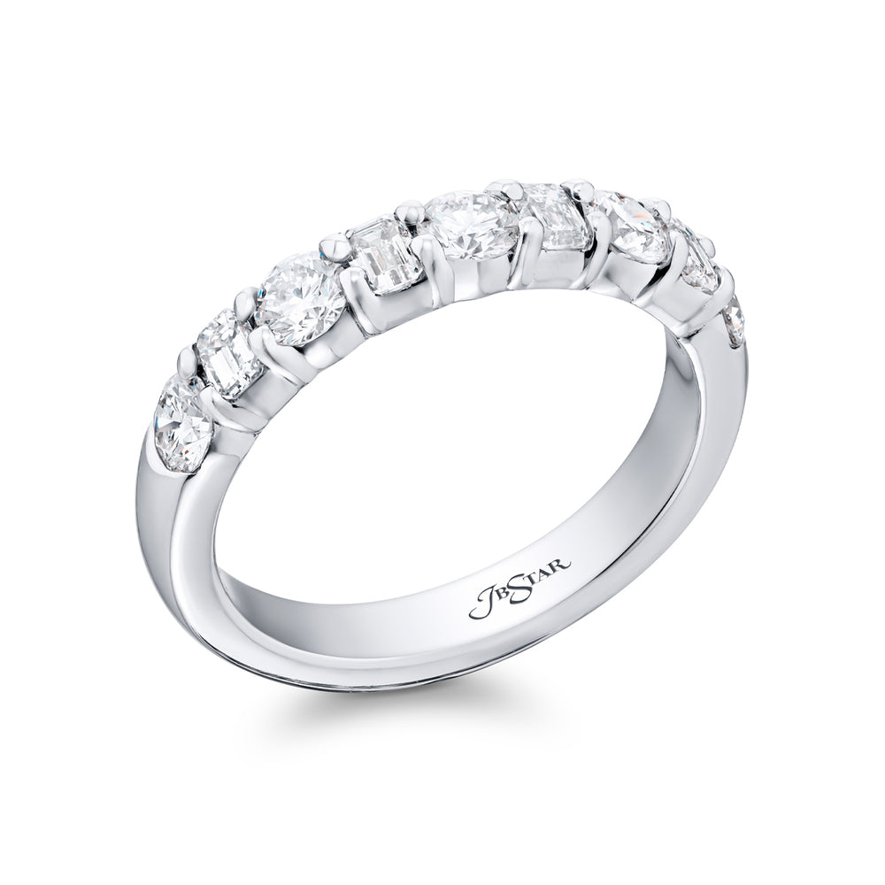 Alternating Emerald Cut &amp; Round Diamond Band, 1.14ctw