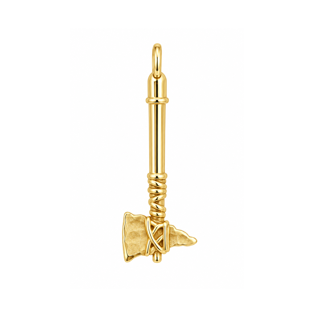 A custom Brown &amp; Co. design, this 18k yellow gold pendant features a detailed tomahawk in honor of our hometown team. This is priced for only the pendant, without a chain. Go Braves!