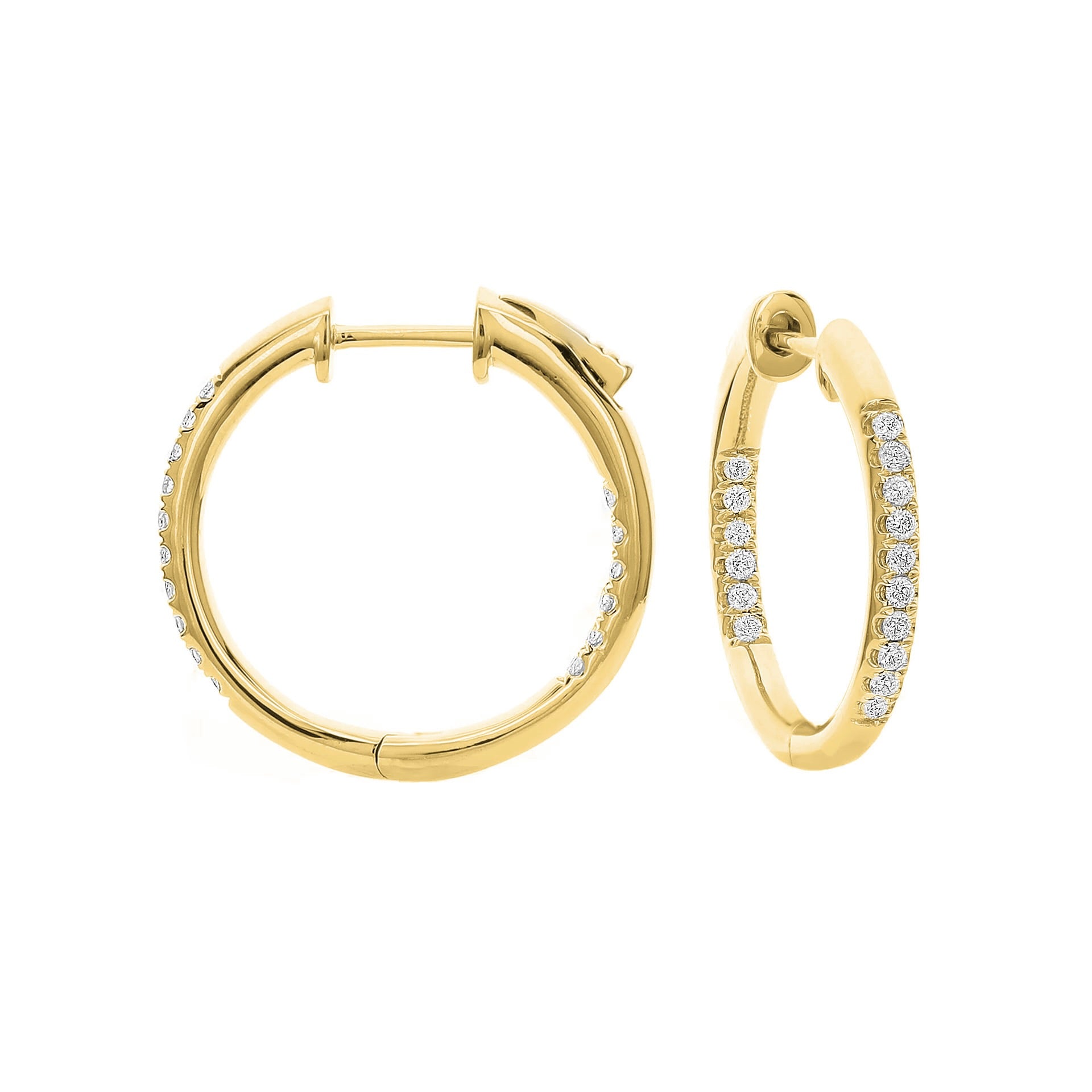 18k Yellow Gold 0.25ctw Diamond Hoop Earrings