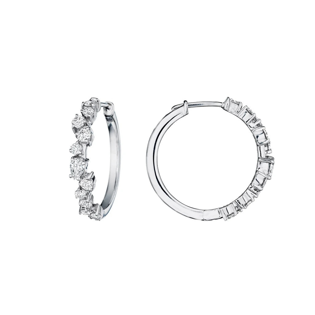 Mixed Shape Diamond Hoop Earrings, 0.90ctw