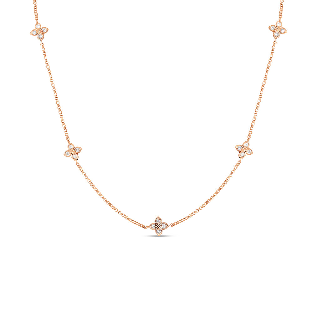 Diamond Flower Station Necklace, 0.22ctw