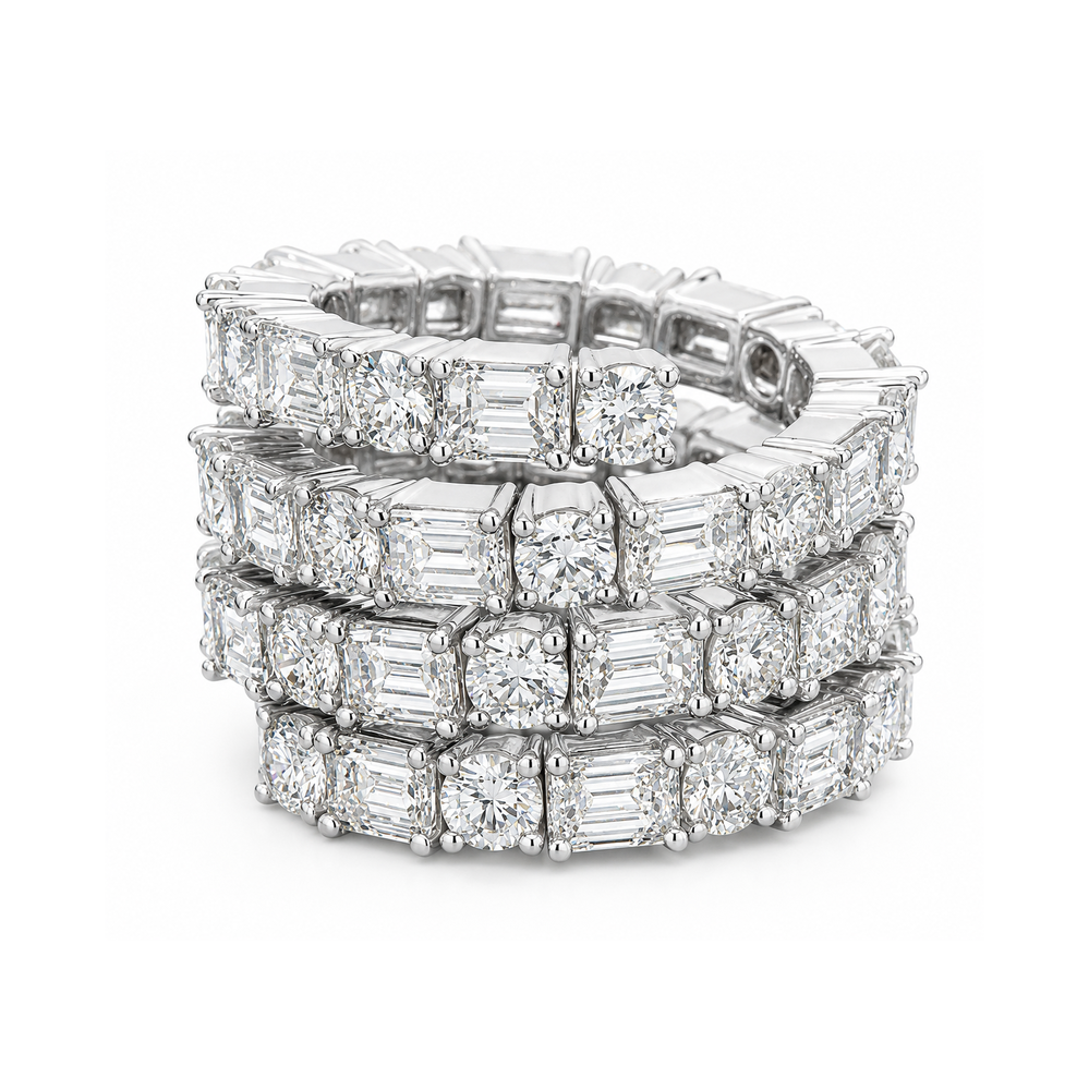 Flexible Emerald &amp; Round Diamond Wrap Ring, 13.65ctw