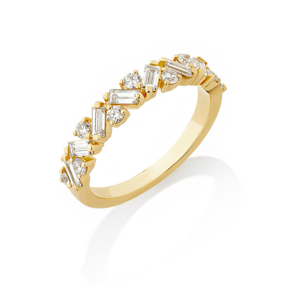 Scattered Round &amp; Baguette Diamond Band, 0.71ctw