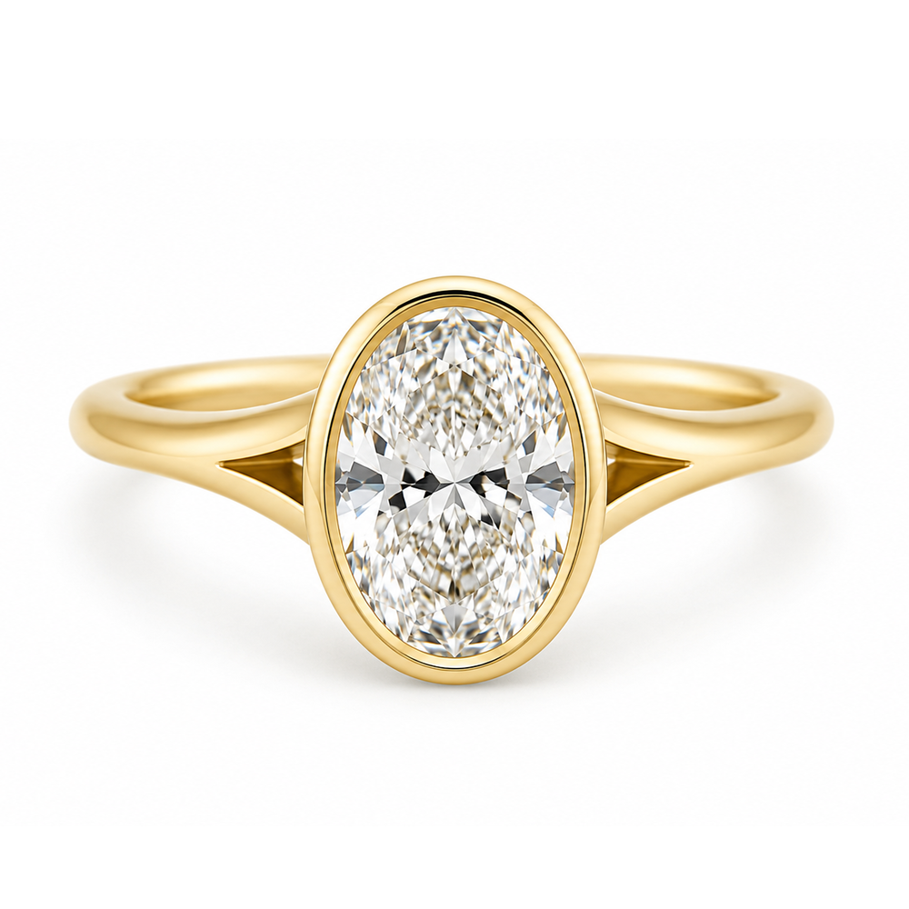Bezel Set Oval Diamond Ring, 2.02ct