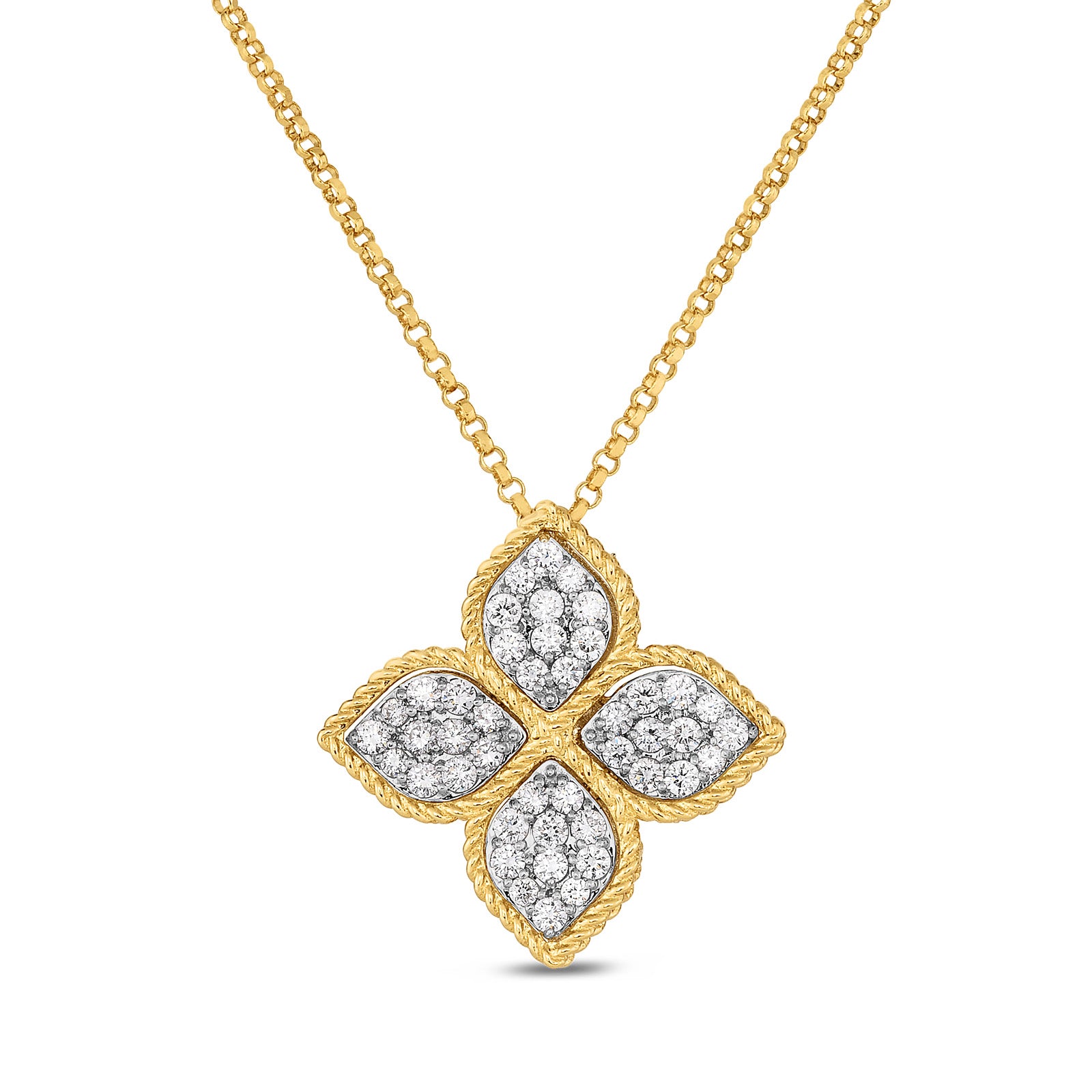 Roberto Coin 18k Yellow Gold Princess Flower Diamond Necklace