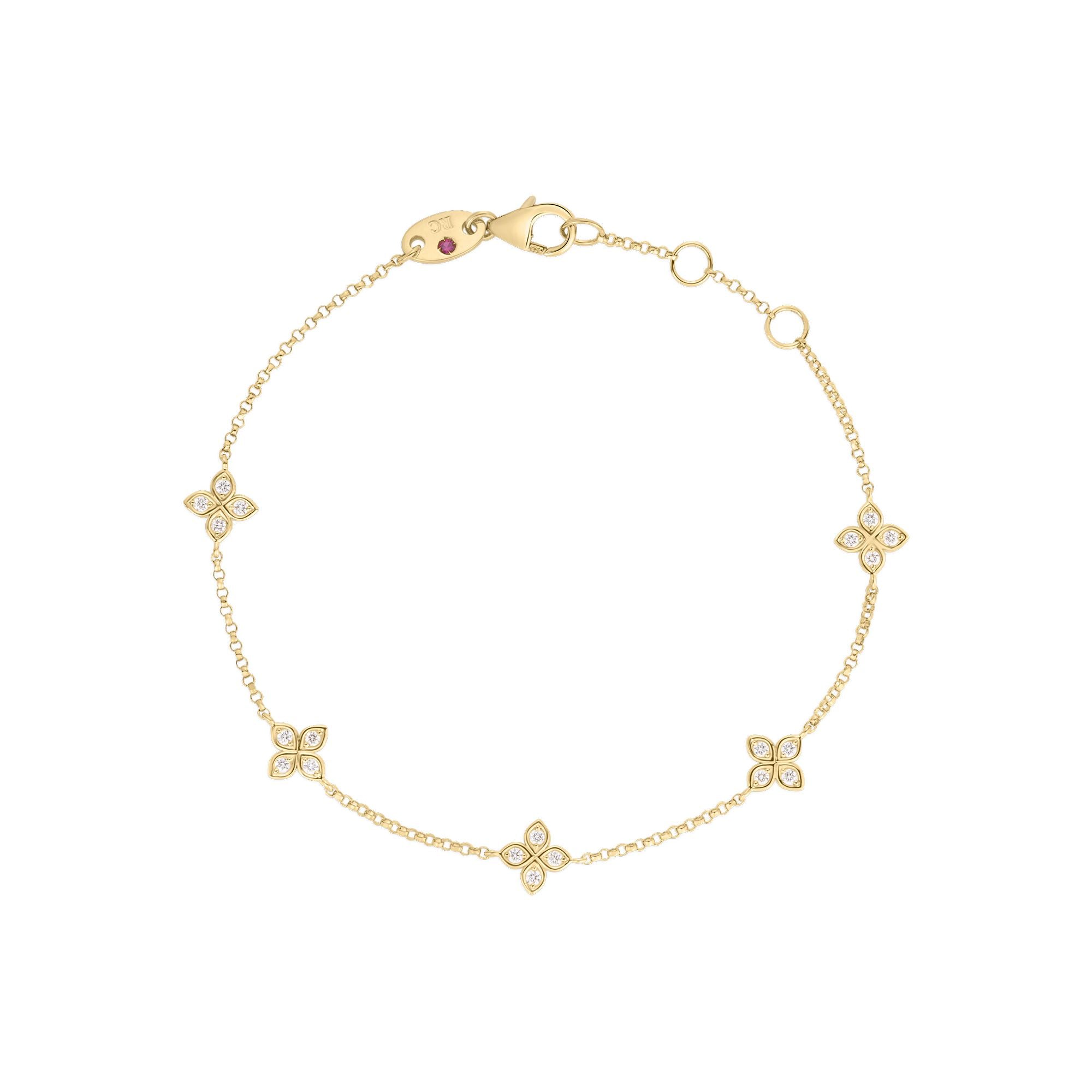 Roberto Coin 18k Yellow Gold Love By The Inch 5 Station Flower Bracelet