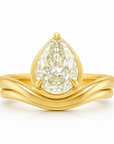 Bezel Set Floating Pear Diamond Ring, 4.04ct