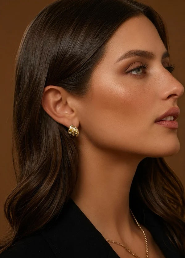 Scattered Diamond Crossover Hoop Earrings, 0.37ctw