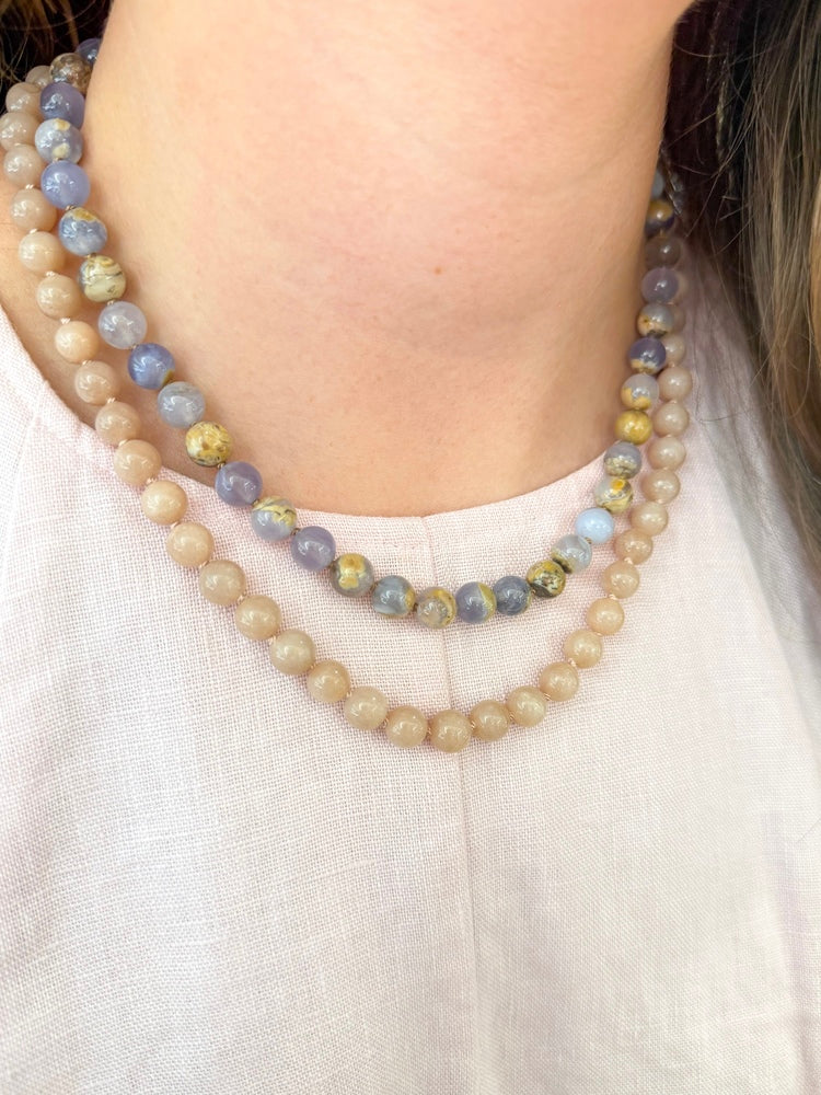 Chalcedony Beaded Necklace, 16 inches