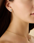 18K Yellow Gold Lunaria Diamond Stud Earrings
