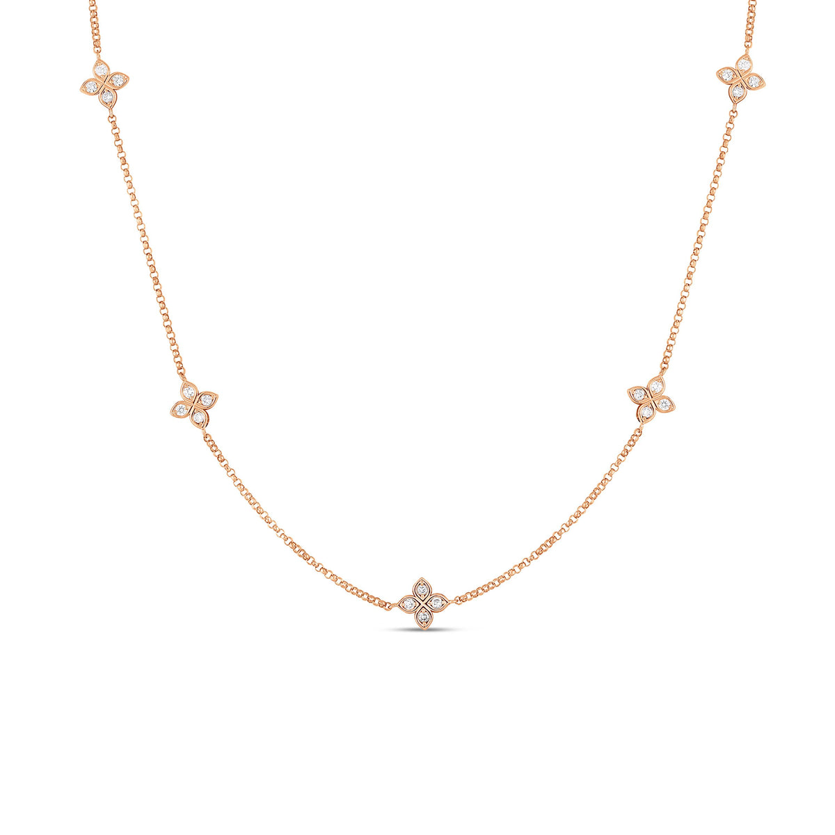 Diamond Flower Station Necklace, 0.22ctw