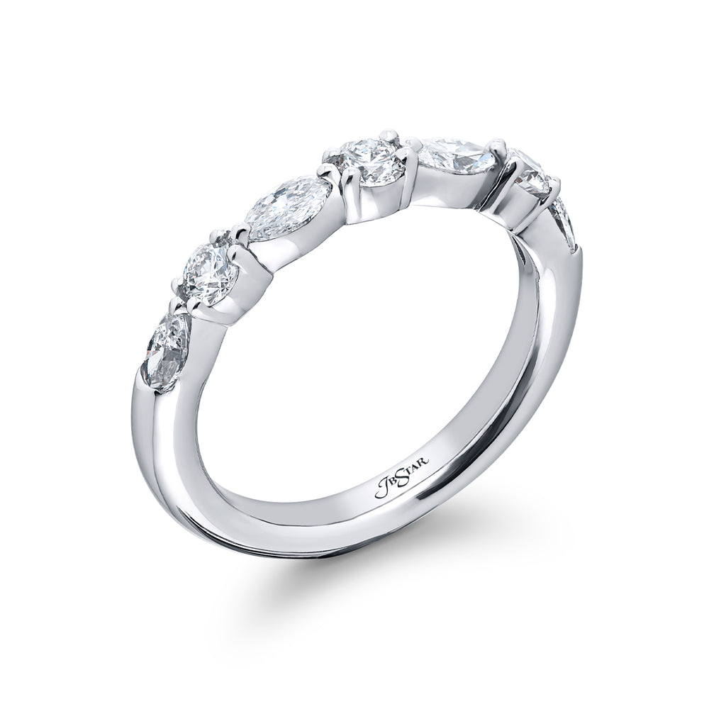 Alternating Marquise &amp; Round Diamond Band, 0.85ctw