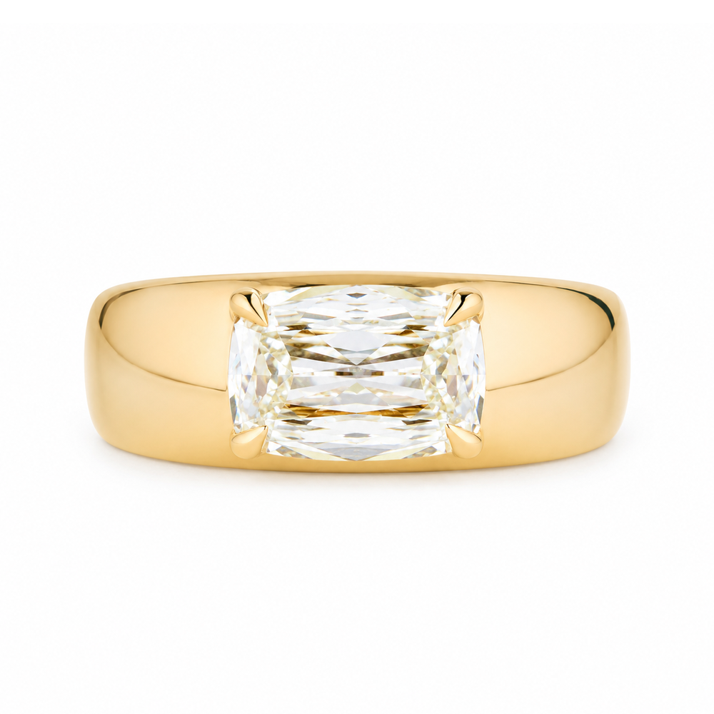 East-West Cushion Diamond Signet Ring, 2.05ct