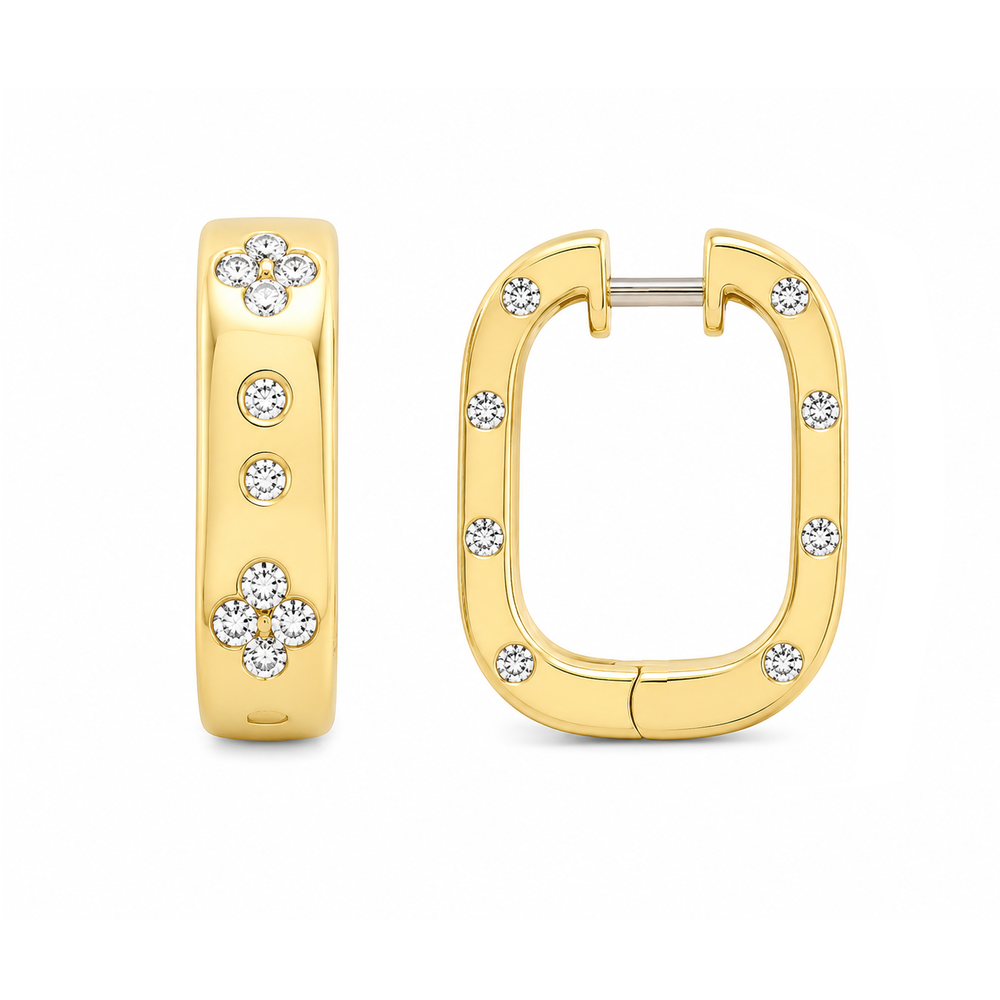 Square Hoop Diamond Earrings, 0.90ctw