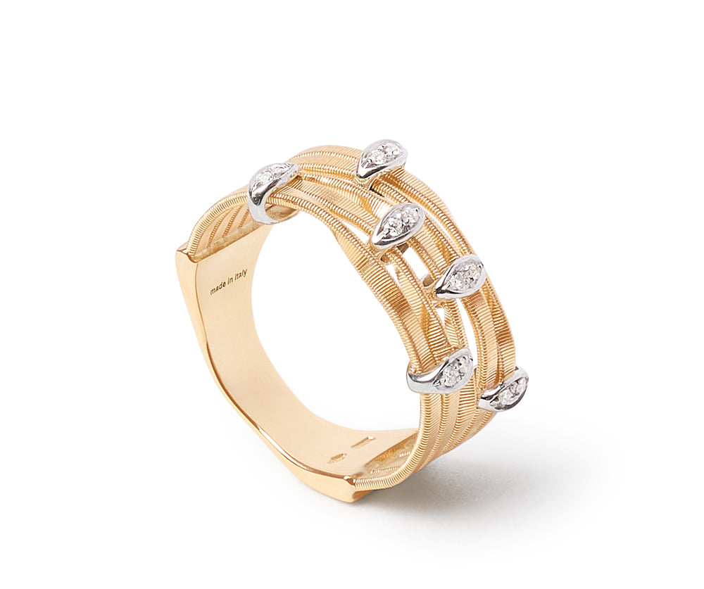 Marco Bicego 18k Yellow Gold Marrakech Onde 5 Strand Diamond Ring