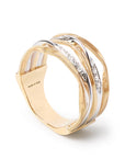 18k Yellow Gold Five Row Coil Ring with Diamond Strands