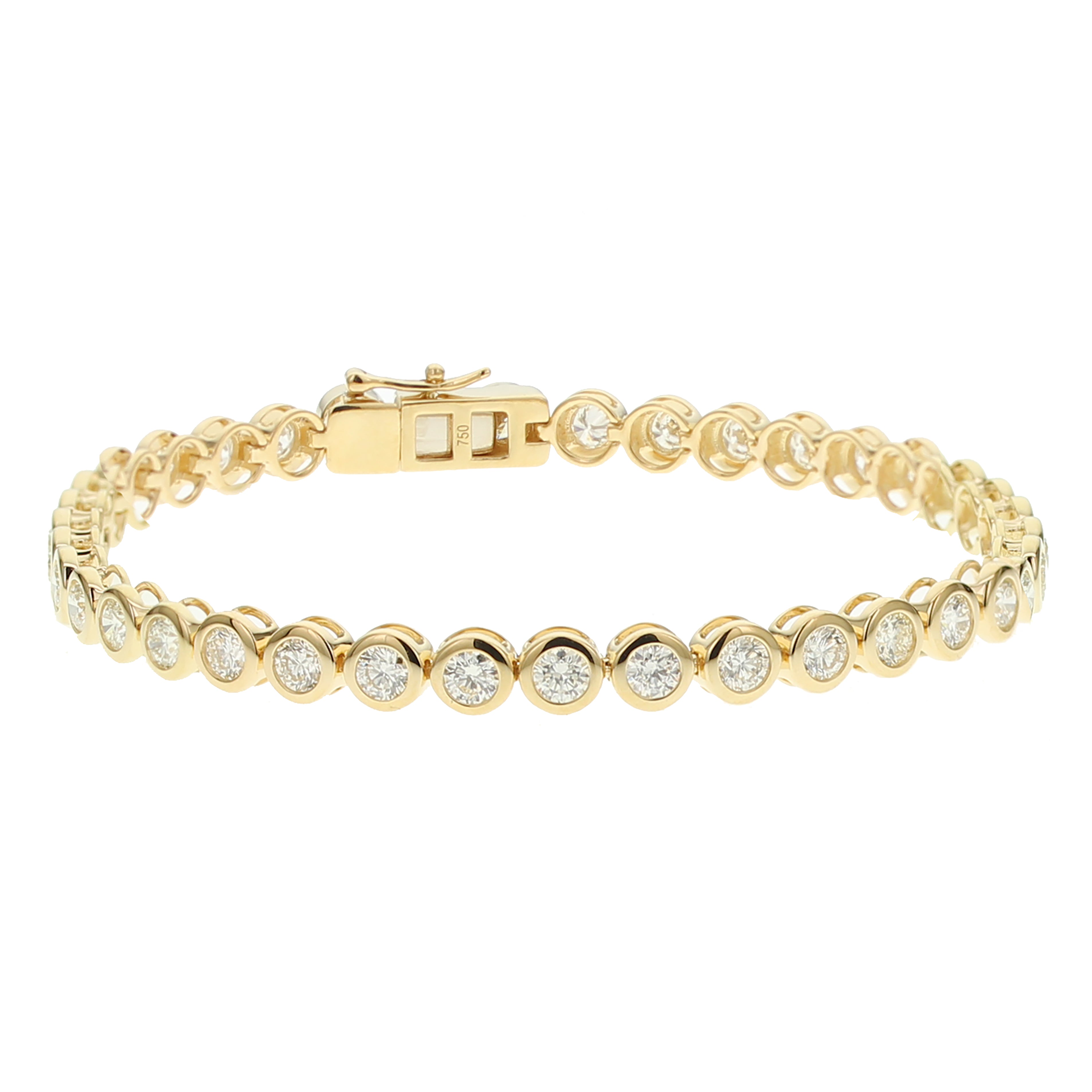 Brown &amp; Co. 18k Yellow Gold 4ct Round Bezel-Set Diamond Bracelet