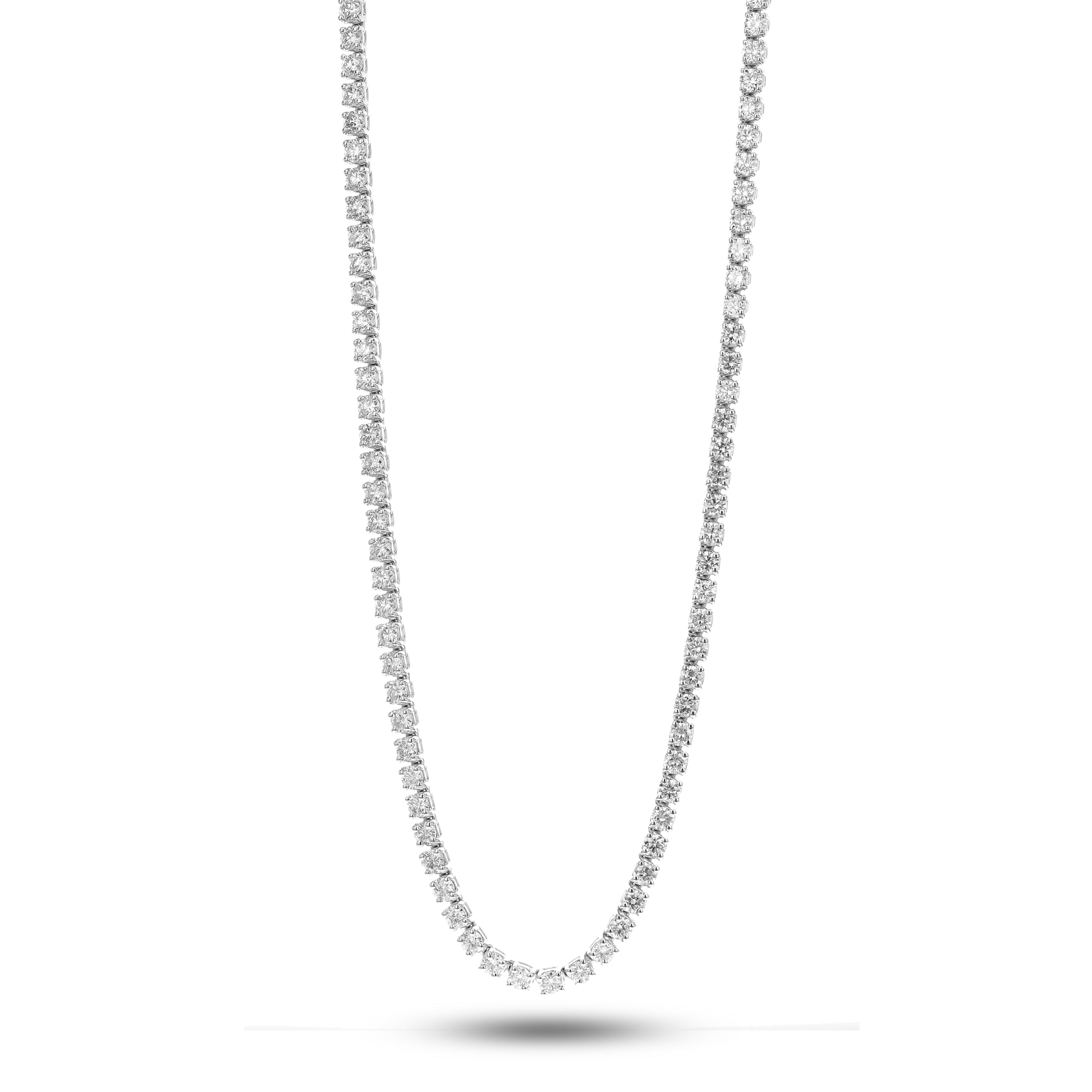 18k White Gold 22.60ctw Diamond Tennis Necklace