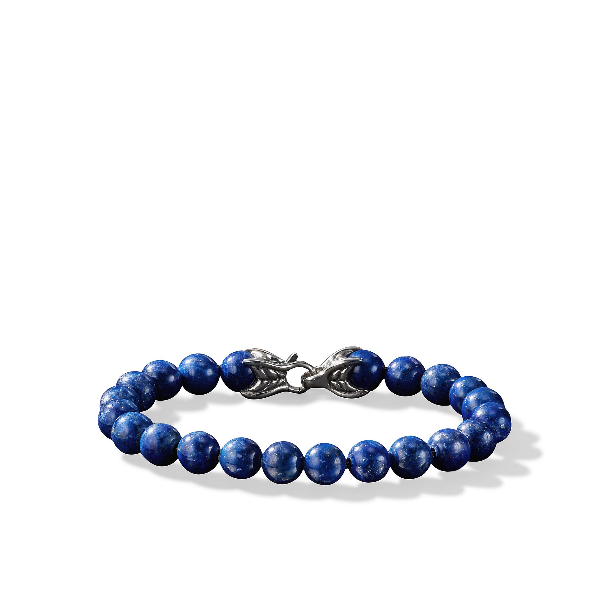 8 Mm Spiritual Beads Bracelet In Sterling Silver With Lapis Lazuli