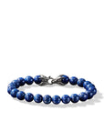 8 Mm Spiritual Beads Bracelet In Sterling Silver With Lapis Lazuli