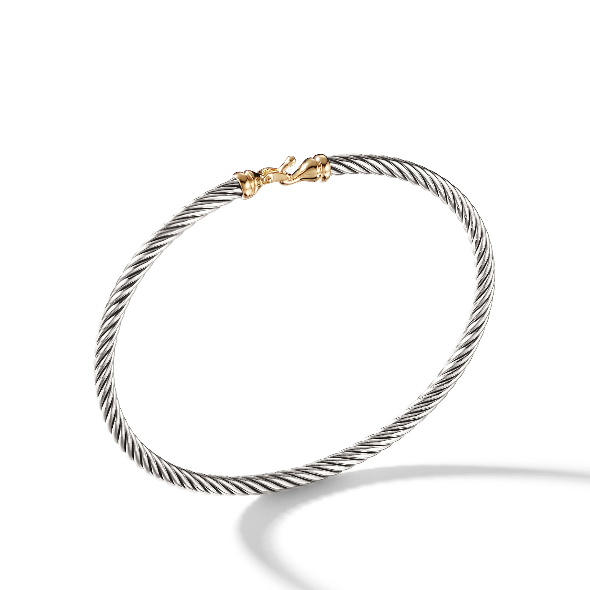 Buckle Classic Cable Bracelet In Sterling Silver With 18k Yellow Gold 3mm