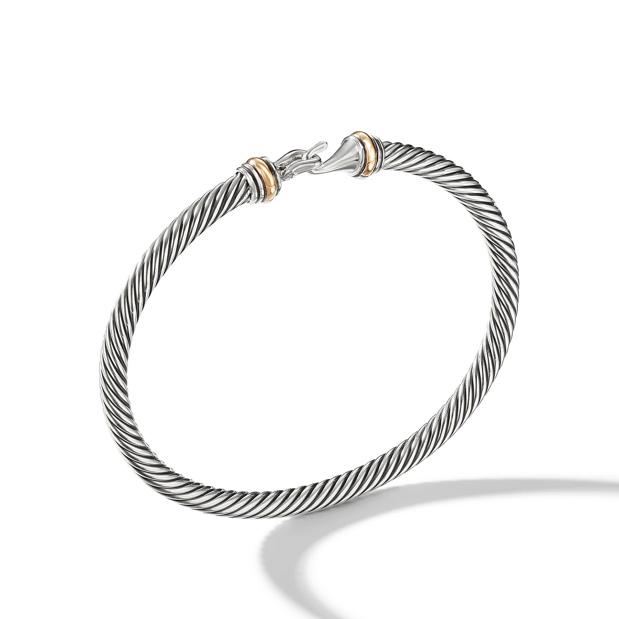 Buckle Classic Cable Bracelet In Sterling Silver With 18k Yellow Gold 4mm