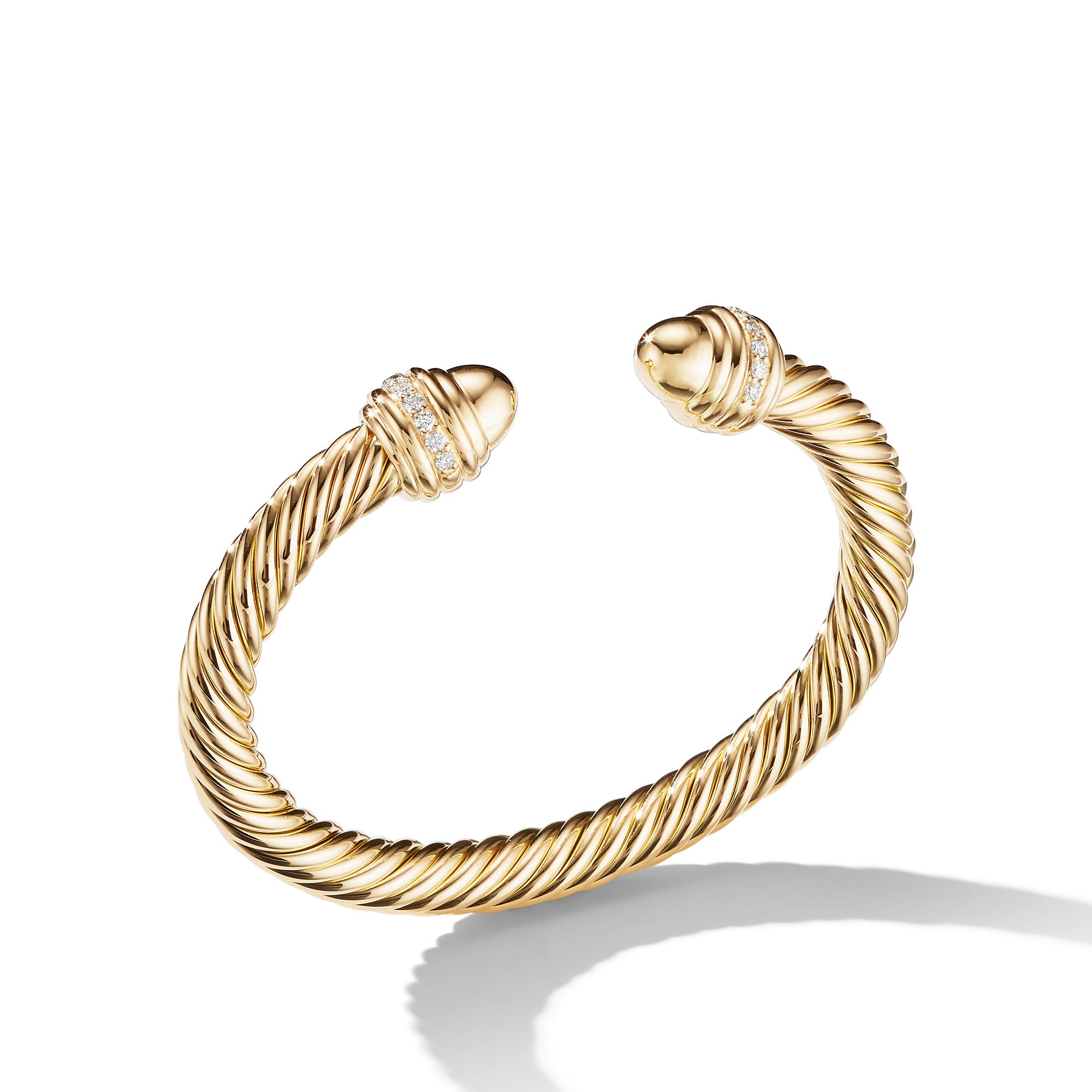 Classic Cablespira Bracelet In 18k Yellow Gold With Gold Domes And Diamonds 7mm