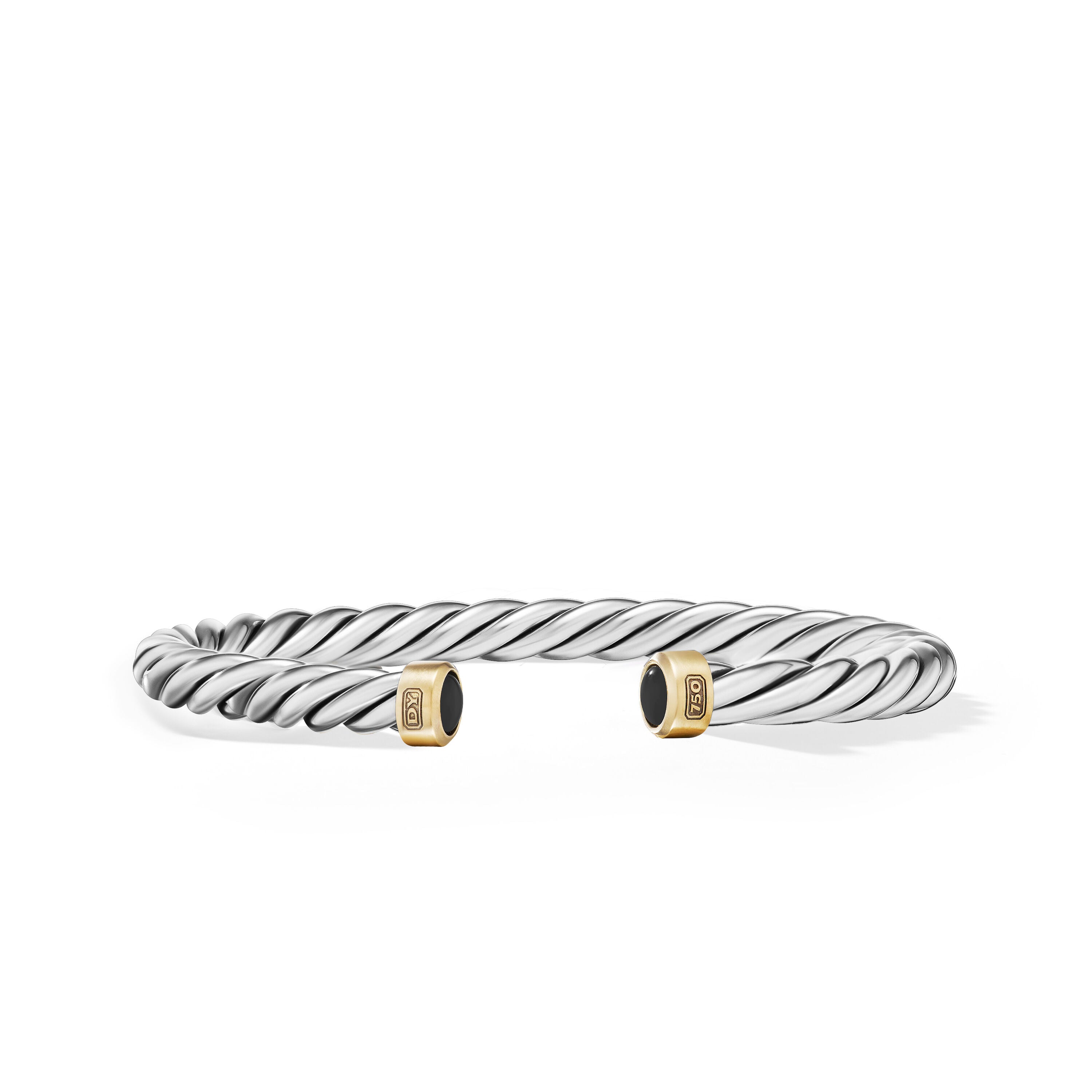 6mm Cable Classic Cuff Bracelet Bo Sil/18k