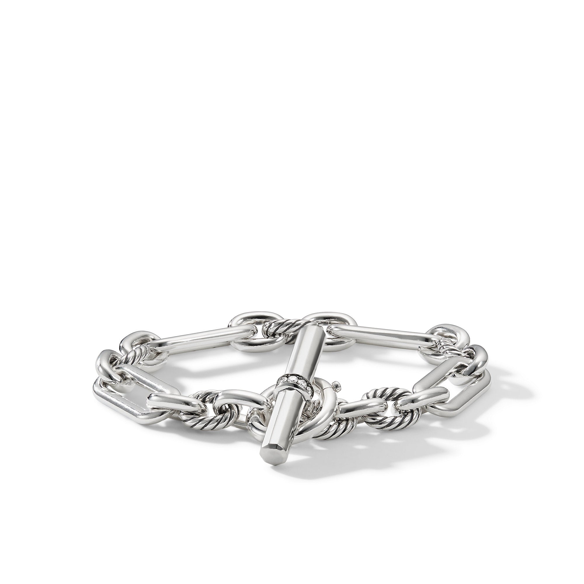 Lexington Chain Bracelet In Sterling Silver With Diamonds 9.8mm