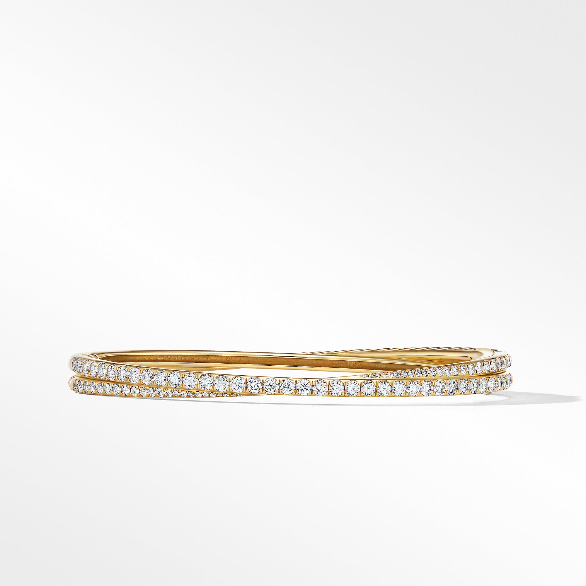 Pave Crossover Two Row Bracelet In 18k Yellow Gold With Diamonds 5.5mm